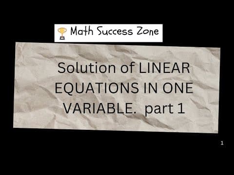 Thumbnail: Easy Way to Solve Linear Equations in One Variable